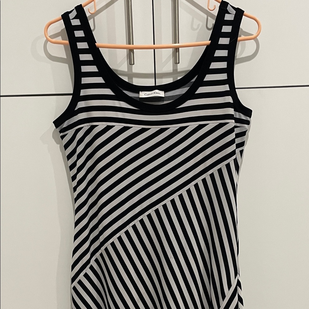 Calvin Klein Black & White Striped Sleeveless Maxi Dress π₯ - Size Medium - Picture 7 of 16